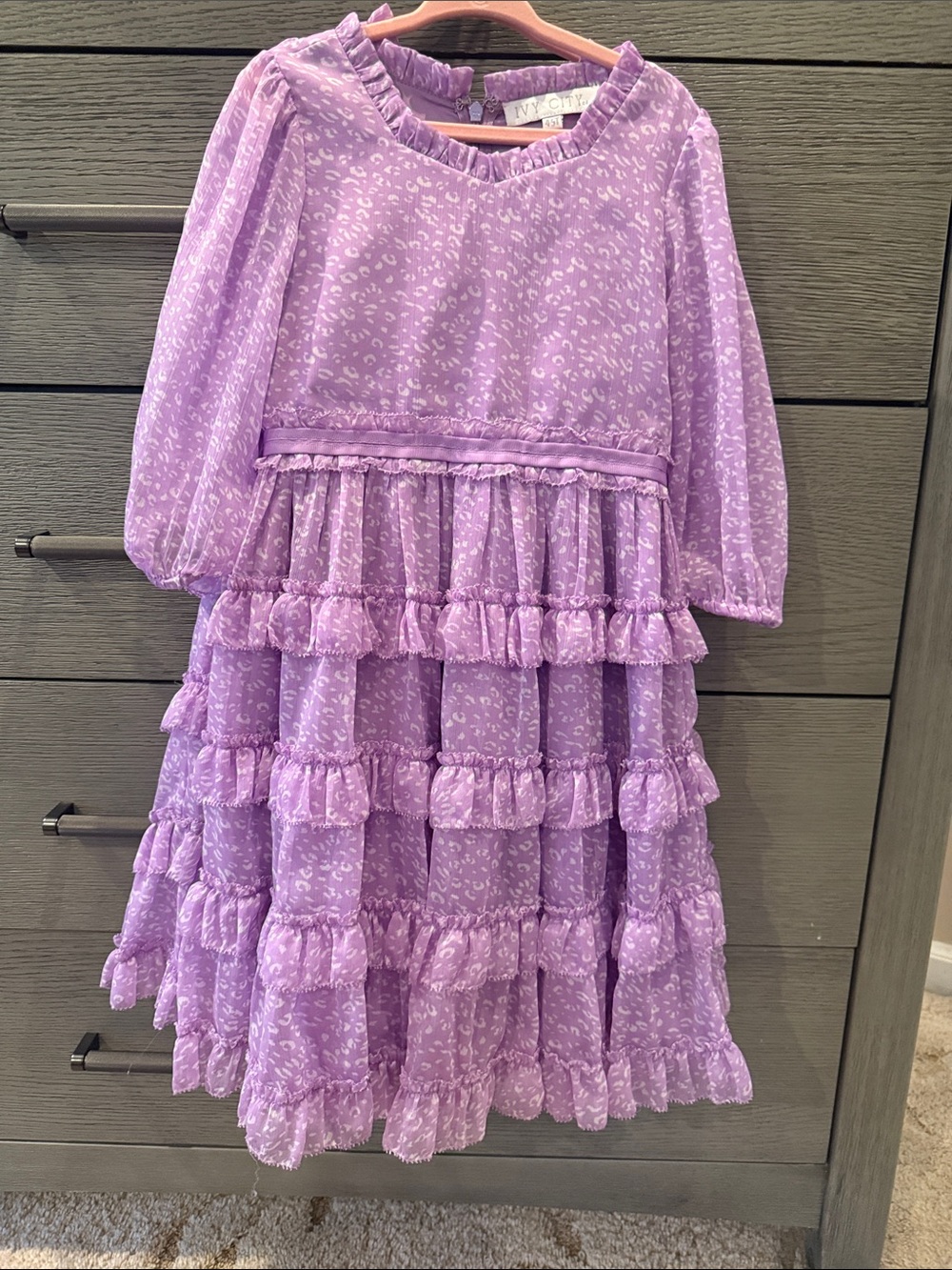 Little Girls Ivy City Co Sammy Dress/Lilac Tiered Ruffle Dress